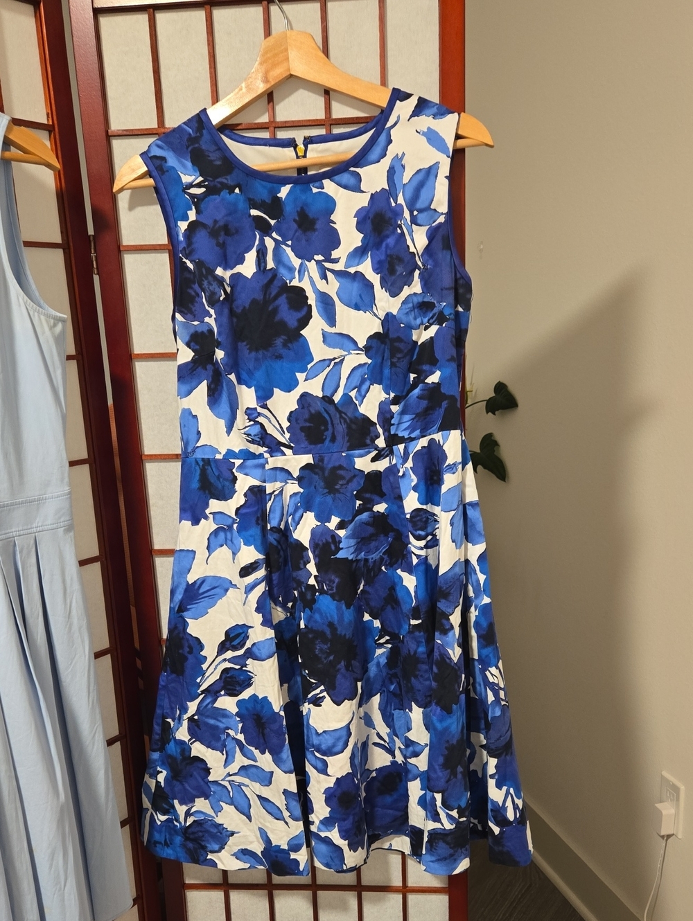kate spade Blue and White Floral Fit-and-Flare Dress